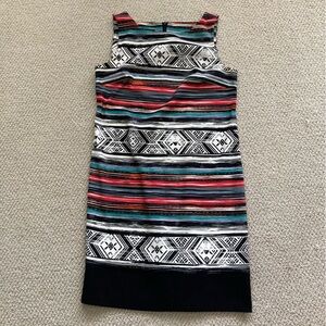 AB Studio Geometric Print Midi Dress Sleeveless Size 10 Professional Like New